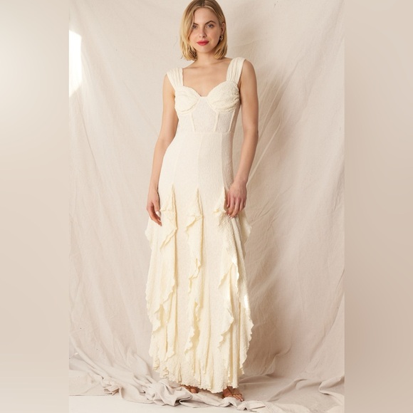 En Creme Sleeveless Corset top Ruffle Maxi dress - Picture 12 of 12